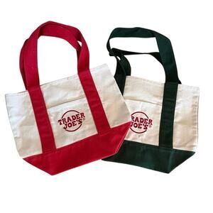 Trader Joes Spring 2024 mini canvas totes shopping collectible bags top handle
